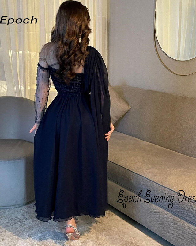 Epoche lange Chiffon Abendkleid elegante A-Linie One-Shoulder formale Empire Cap Ärmel Cocktail Party Kleid für sexy Frauen 2024