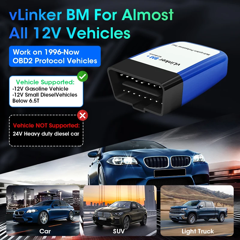 Vtopek vLinker BM ELM327 per Scanner BMW OBD WIFI Bluetooth 4.0 OBD2 OBD 2 strumento di scansione automatica diagnostica per Auto immercode ELM 327 V2.2