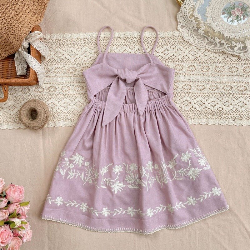 In Stock! 2024 SS Summer New APO Collection Girl's Embroidered Sleeveless Dress