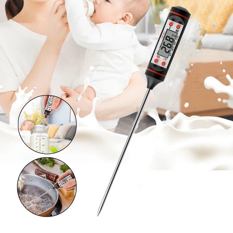 Stainless Steel Cooking Oven Frying Oil Digital Thermometer Cooker Heat Resistant Handle LCD Display with Buttons