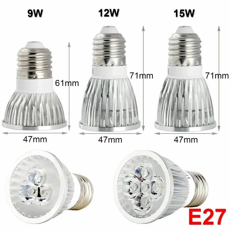 Ampoule LED GU10 MR16 E14 de 9W, 12W et 15W, Lampe de 85 à 265V, Projecteur Blanc Chaud, Naturel et Froid de 110 à 220V pour la Maison