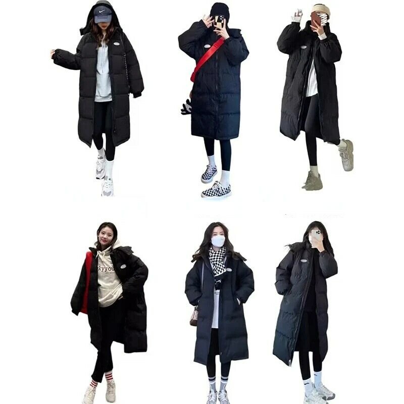 Новинка 2023, женское пуховое пальто из хлопка, зимняя куртка, женская версия средней длины, универсальные парки, свободная толстая верхняя одежда, пальто с капюшоном
