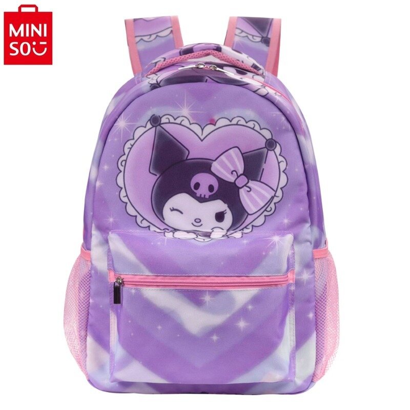 MINISO San Liou Cartoon Kuromi Anime Backpack Minimalist Large Capacity Casual Storage Children's Backpack