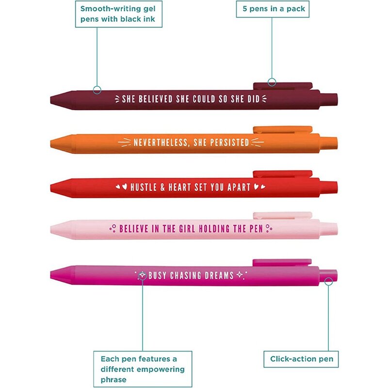 5 шт./упаковка, цветные ручки для девочек, нейтральные ручки
