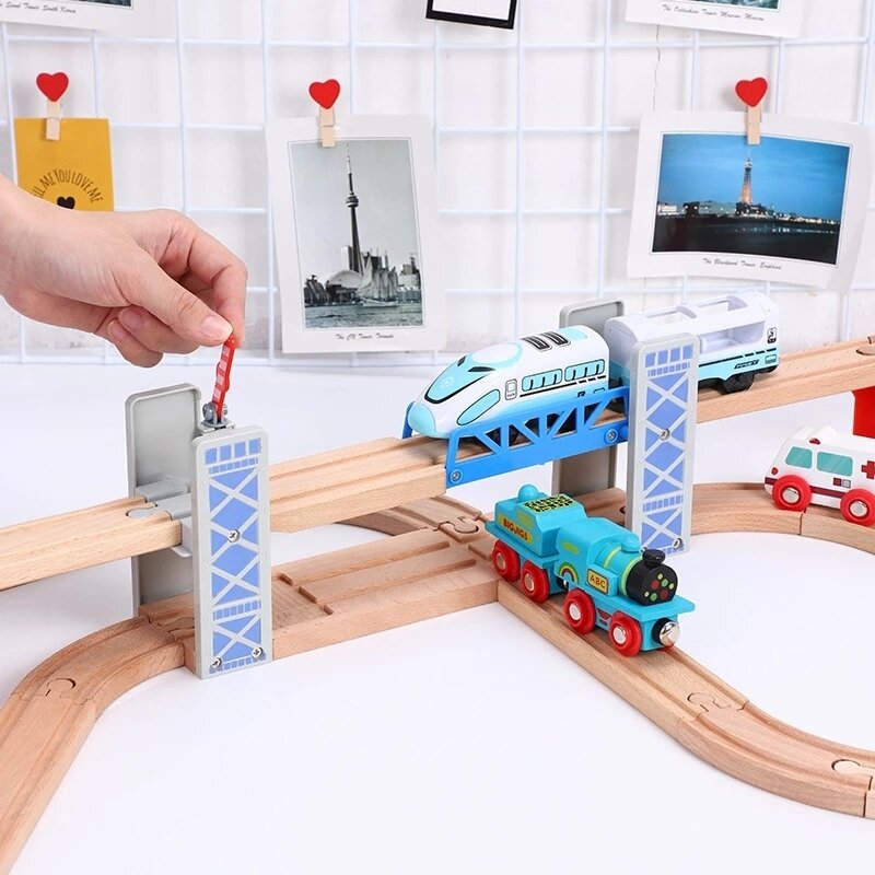 Деревянная трасса для железная дорога железнодорожные пути, из бука, для образовательных игрушек
