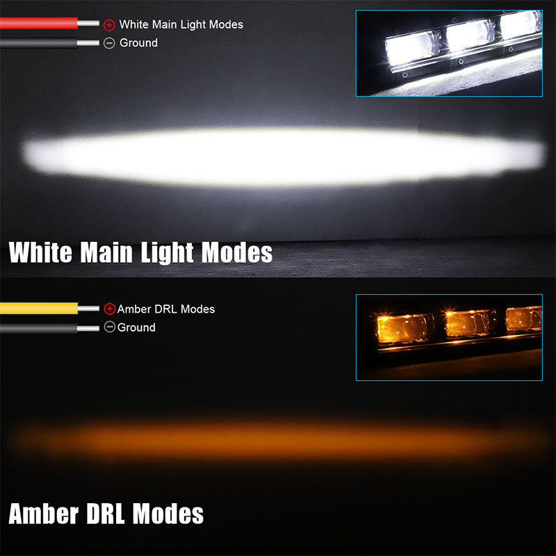 Barra de luz LED delgada 6D, lámpara antiniebla DE CONDUCCIÓN DRL ámbar de 8 '', 14'', 20 pulgadas, 12V, 24V, para Jeep LADA, todoterreno, ATV, UAZ, SUV
