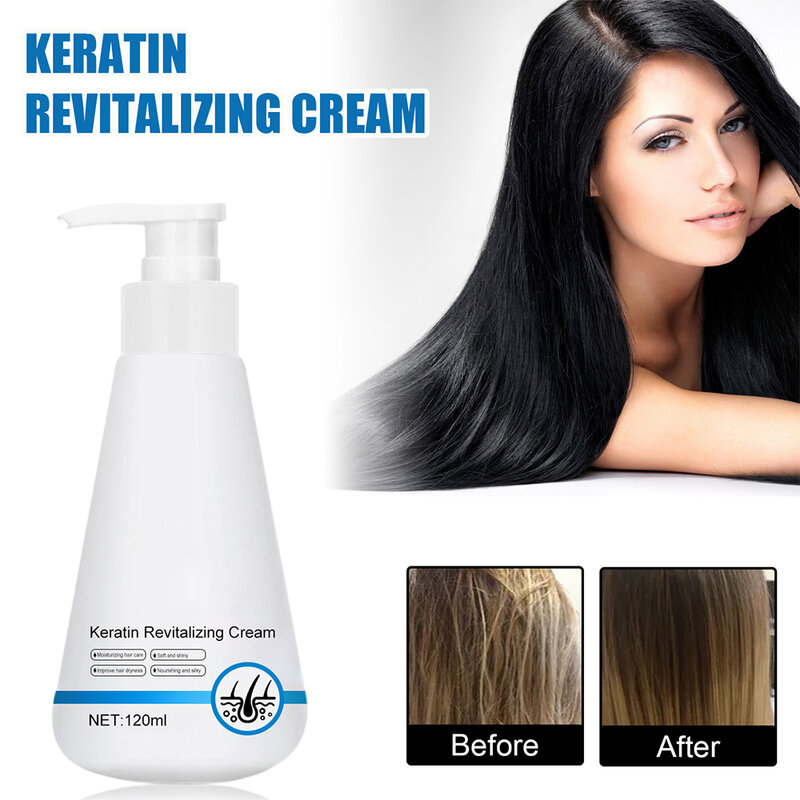 KerBrian-Après-Shampooing pour Cheveux Secs et Endommagés, Crème Revitalisante Hydratante et Lissante, Nettoyage en Profondeur, Réparation des Extrémités Fendues, Masque, 120ml