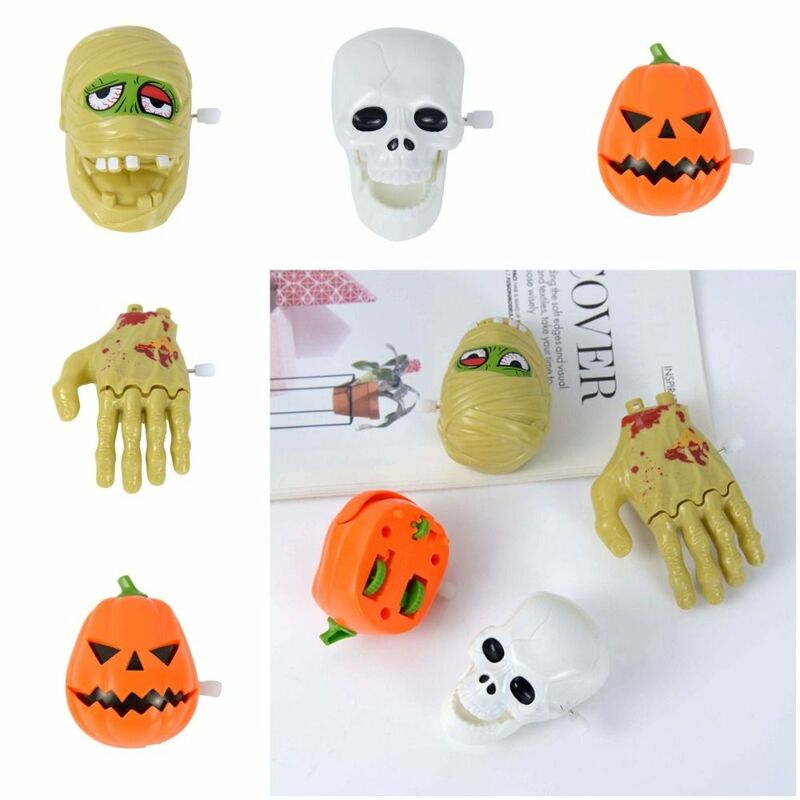 Juguete de mecanismo de relojería de calabaza de Halloween, momia realista, juguetes de cuerda de mano rota, juguetes para caminar, juguete de reloj de calabaza de felpa para bebés/Niños Pequeños/niños