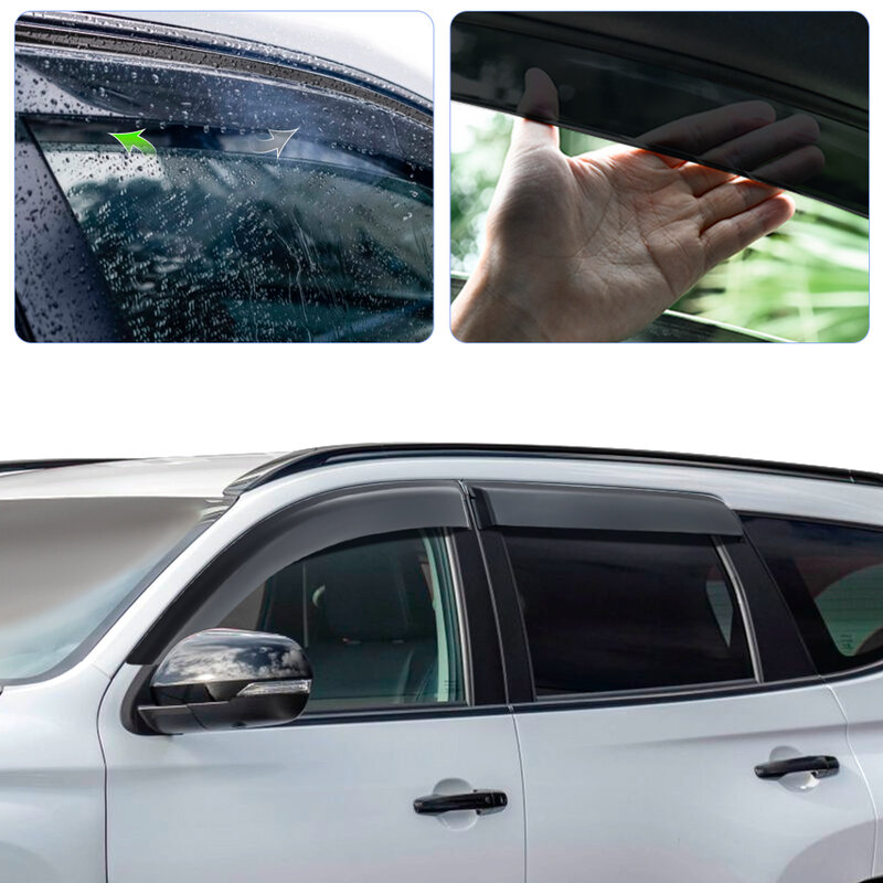 Viseira de janela preta fosca para Mitsubishi Pajero Sport, guarda-chuva do sol 4x4, Weathershields, 2020, 2021, 2022, 2023, 4 peças