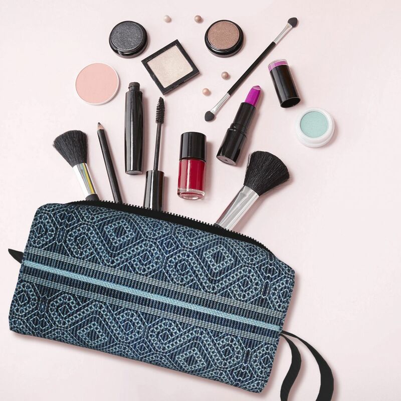 Coptic Pattern Design - Blue Makeup Bag Cosmetic Organizer Storage Dopp Kit Toiletry Cosmetic Bag for Women Beauty Pencil Case