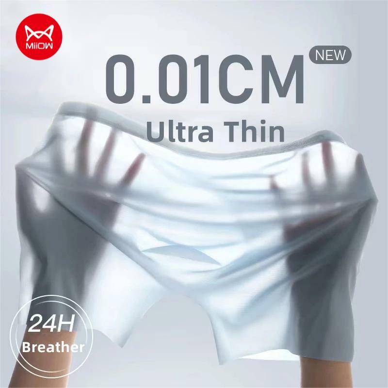 MiiOW 3Pcs Ultra-thin Breather Men Underwear 120S Cuecas Masculinas De Seda De Gelo Sexy Boxer Shorts Homem Cueca Boxers Masculinos MR8052