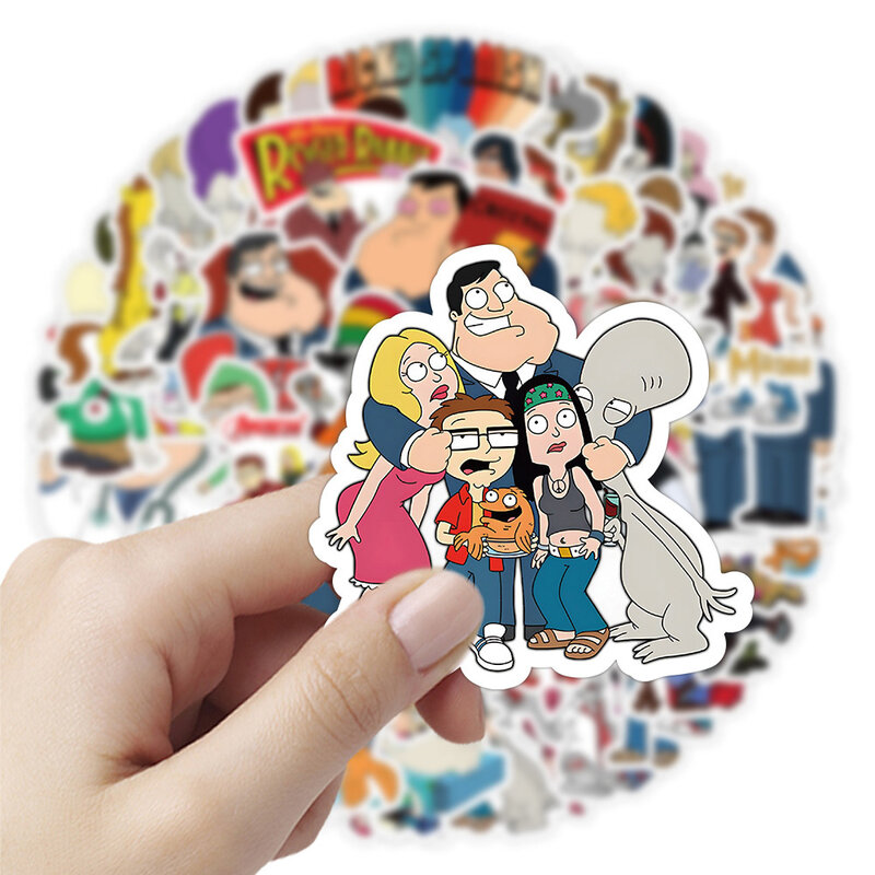 Disney Movie American Dad Adesivos para crianças, impermeável, decorativo, skate, caixa do telefone, carro, bonito, desenhos animados, decalques, brinquedos, 10 pcs, 30 pcs, 50pcs