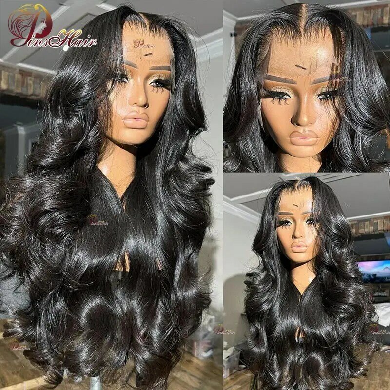 Natural Color 13x6 Lace Front Human Hair Wigs Pre Plucked Transparent Body Wave Lace Front Wigs Remy Human Hair 34 Inches 180%