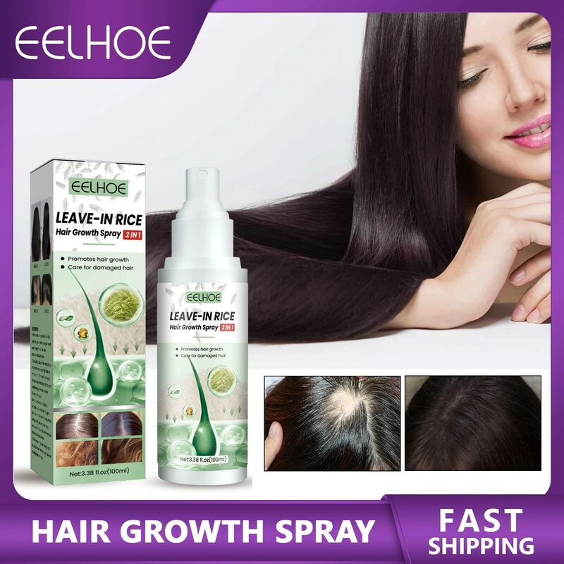 Spray de crecimiento del cabello de arroz sin aclarado, Anti pérdida de cabello, reparación de raíces densas del cabello dañado, nutritivo, hidratante, tratamiento del cuero cabelludo