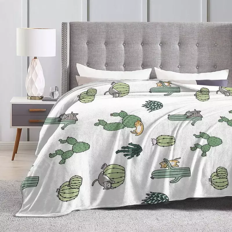 Cacti Cats-Manta de franela suave y cálida, funda para cama, sala de estar, Picnic, sofá de viaje para el hogar