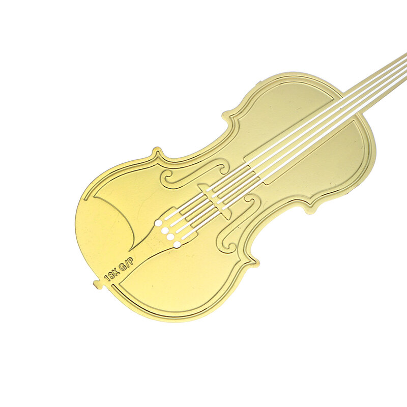 2 Stück plattiertes Metall Violine Lesezeichen kreative Instrumente Lesezeichen mit Lanyard Buch markierungen Schule Briefpapier Lieferungen