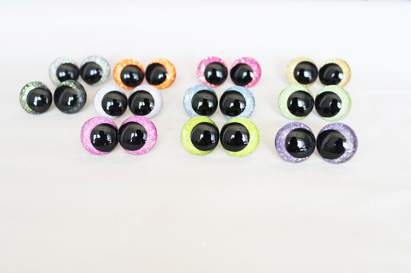 10pcs 14mm 16mm 18mm 23mm 28mm Cartoon Round  glitter toy eyes funny doll eyes With handpress washer FOR  CRAFT---C11