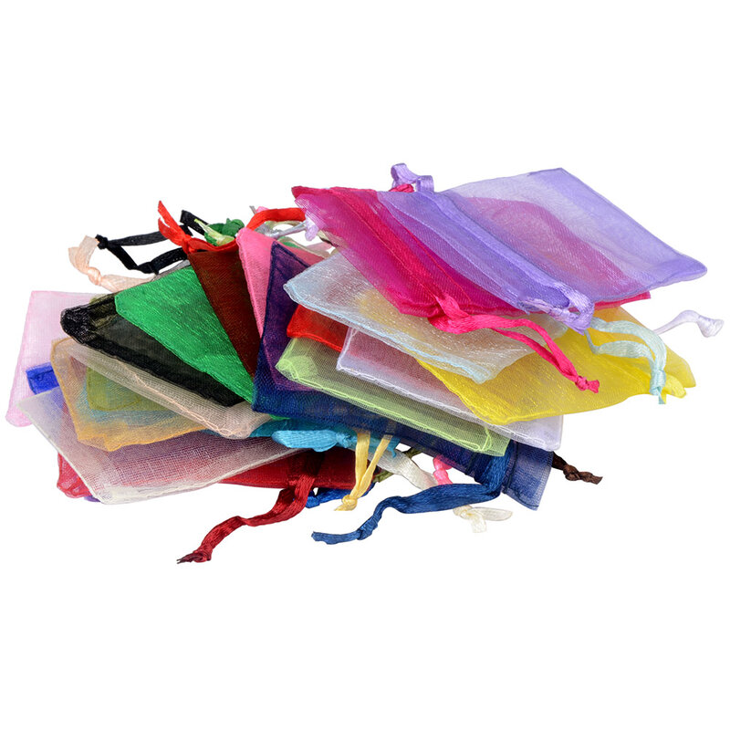 50pcs/Lot 10x15cm Organza Pouch Mesh Bag for Necklace Jewelry Display