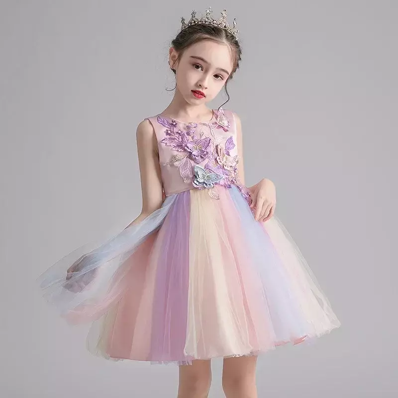 Children's performance attire, host's dress, girl's dress, Korean version, 2021 Chinese children's dress