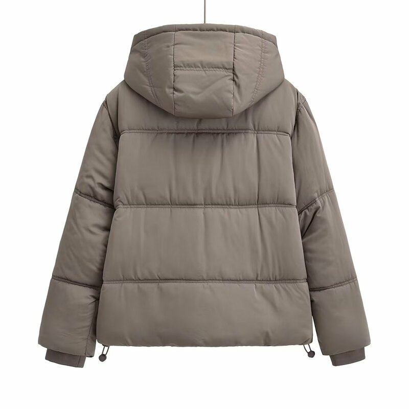 여성용 따뜻한 더블 라인 면 후드 재킷 코트, 빈티지 긴팔 지퍼, 여성 아우터, 시크한 상의, 겨울 패션, 2023
