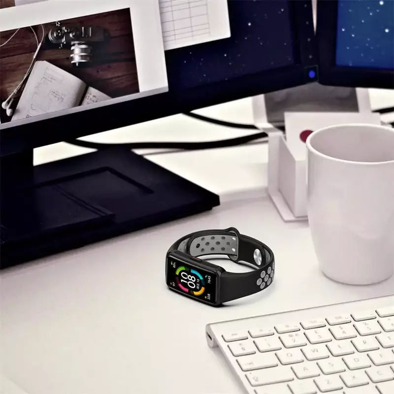 Bracelet en silicone respirant pour montre intelligente Huawei, bracelet de sport, accessoires de remplacement, Honor Band 6 Pro