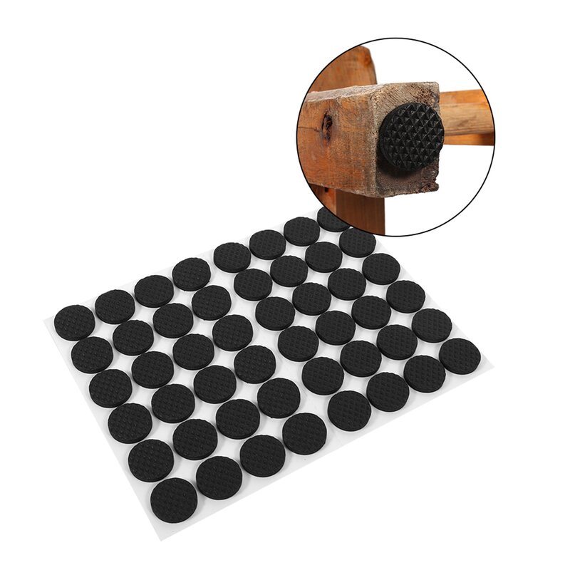 48 Stuks Zwarte Antislip Zelfklevende Vloerbeschermers Vierkante Rubberen Tafelstoel Voetjes Meubelbank Praktisch Gereedschap