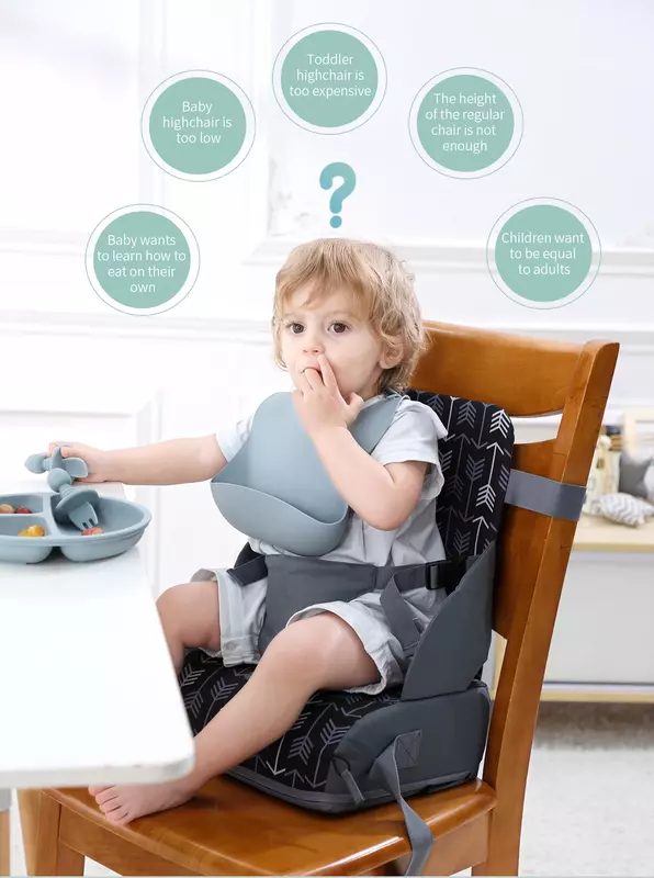 New Portable Anti slip Folding Children's Printed Seat High Cushion Baby Dining Chair High Cushion Children's Travel Supplies