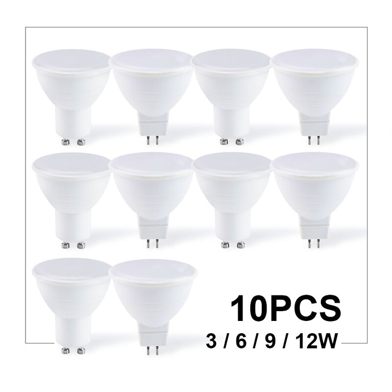 Ampoule Led pour projecteur, 10 pièces, MGU10 MR16, 220V, lumière naturelle, blanc 4000k, blanc froid 6500k, blanc chaud 3000k, Cob, variable