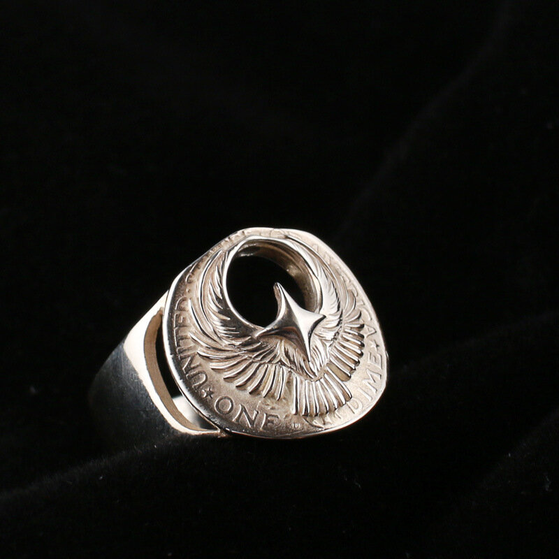 Vintage High Bridge Eagle Ring Men's Hollow Opening Ring Adjustable Hip Hop Punk Gothic Ring Banquet Jewelry Accessories Gift