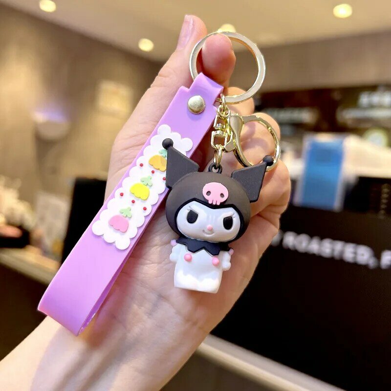 Kartun lucu Sanrio Kuromi liontin gantungan kunci mobil gantungan kunci ponsel tas gantung perhiasan anak-anak hadiah aksesoris
