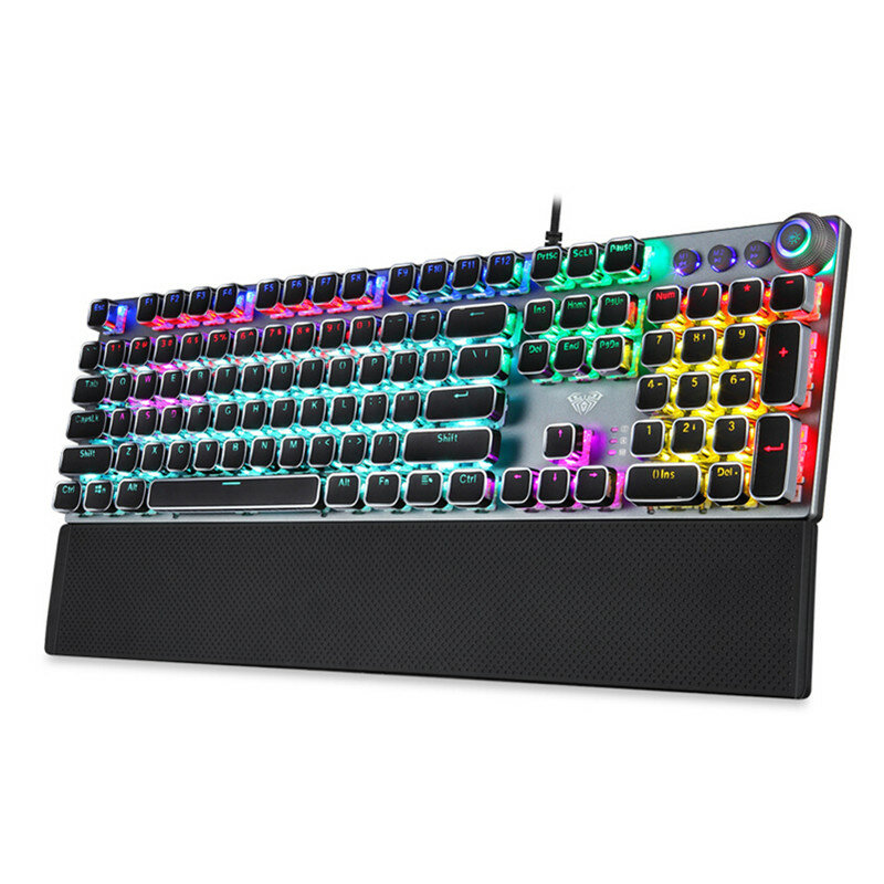 Проводная клавиатура с RGB-подсветкой, 104 клавиш, в стиле ретро
