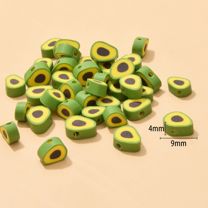 Grânulo de argila verde abacate para jóias, acessórios diy, pulseira artesanal, material colar, 100 pcs/bag