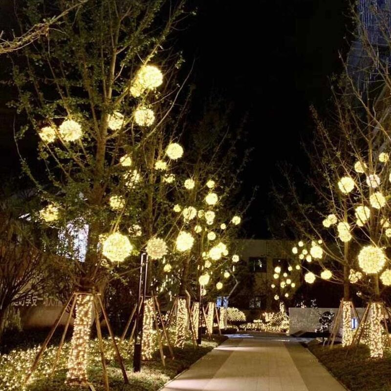 Guirnalda de luces LED de ratán, iluminación de paisaje de árbol, impermeable, 220V, 20/30/40CM