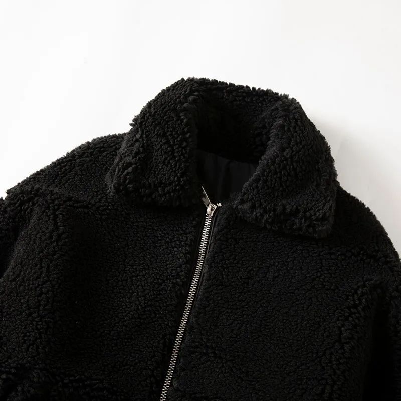 Мужская повседневная флисовая куртка, свободная куртка в стиле ретро, пальто на молнии с длинным рукавом, новинка 2024