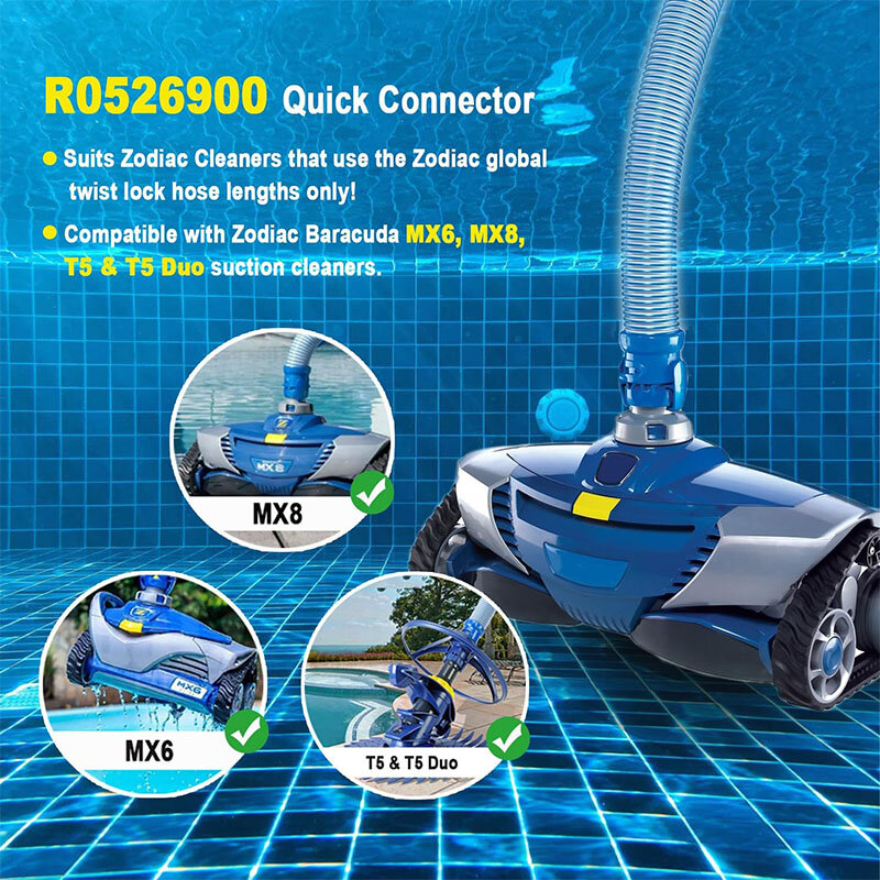 Zodiac Baracuda MX6, MX8, T5 & T5 Duo-Nettoyeurs à succion pour systèmes de piscine, bleu, connecteur rapide de remplacement, R0526900