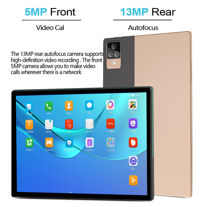 Tablet Android 12, Firmware Global 10.1 inci Tablet 8GB RAM 128GB ROM 1280x800 HD Tablet 4G LTE ponsel jaringan Bluetooth WiFi GPS Tablet