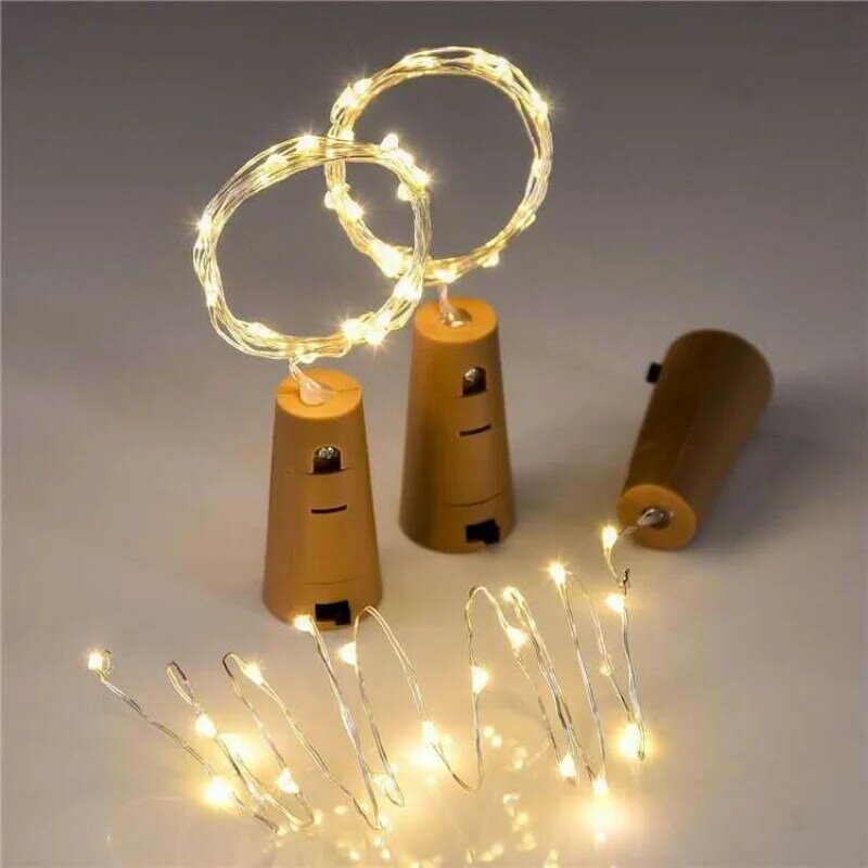 배터리 구동 LED 스트링 라이트, 병 마개, 구리 와이어 스트링 라이트, DIY 크리스마스 파티 웨딩 장식