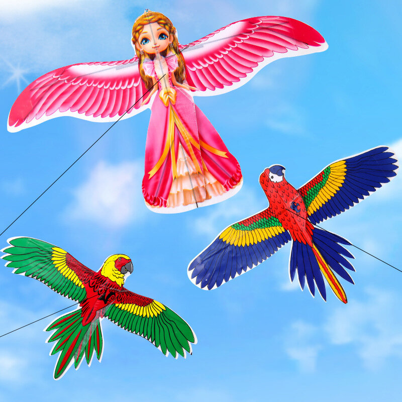 1 Stuk Cartoon Kinderen Vlieger Mini Plastic Speelgoed Vlieger + 40Cm Handrem Hengel Outdoor Speelgoed Voor Kinderen Geschenken