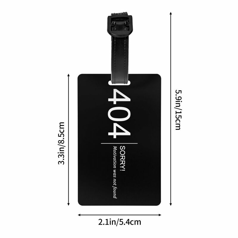 Error 404 Motivation Not Found Luggage Tag Computer Geek Programmer Suitcase Baggage Privacy Cover ID Label