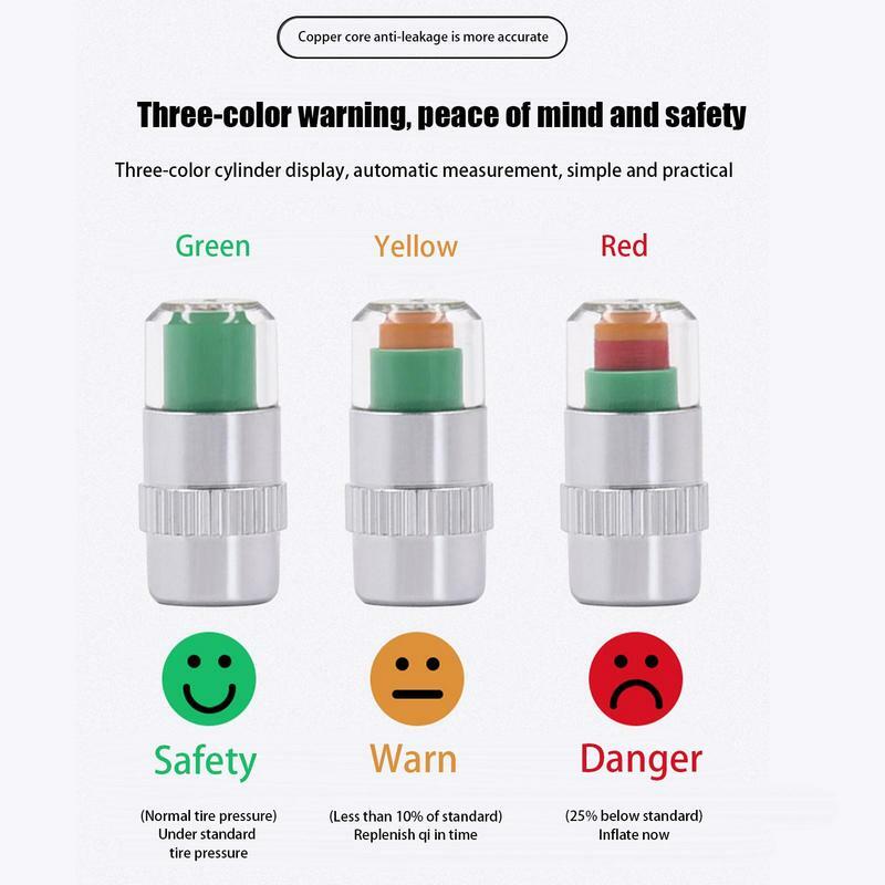 Tire Pressure Monitor Valve Stem Caps Stem Caps Sensor Indicator With 3 Color Eye Alert Practical Anti-Theft And Sturdy Tire