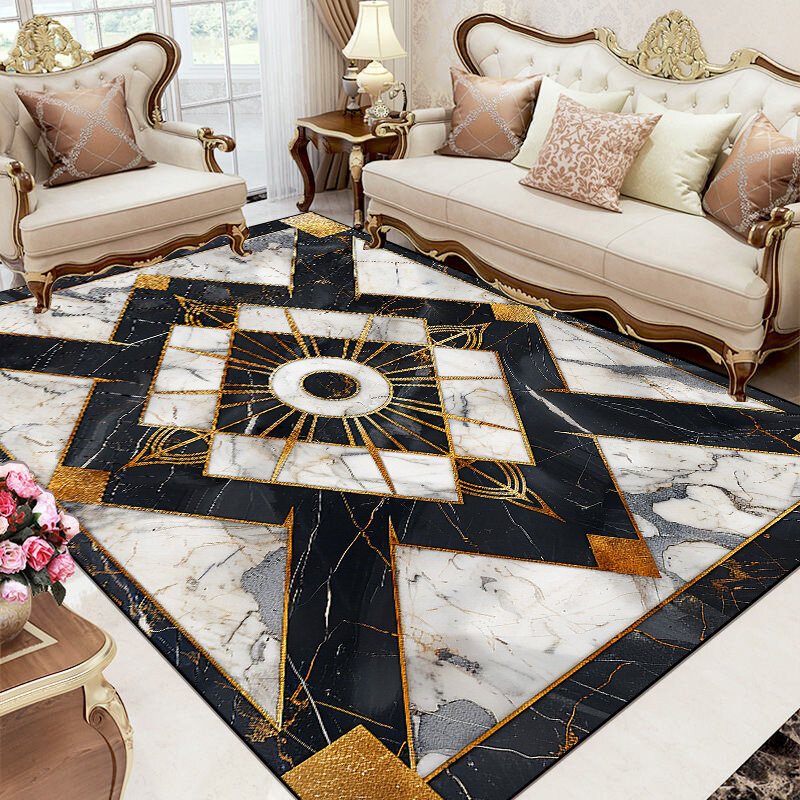 European Style Marble Geometric Carpet for Living Room Non-slip Washable Rugs for Bedroom Large Area Sofa Rug Coffee Tables Mat