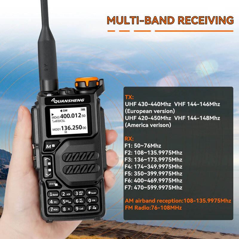 Quansheng UV K5 Walkie Talkie UV K6 UV K58 Two Way Radio 50-600MHz FM Radio NOAA Scrambler /DTMF Amateur Wireless Frequency Copy