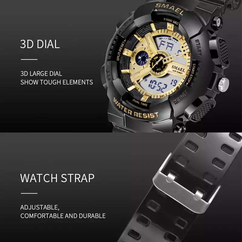 Smael-relógio de pulso digital para mulheres, impermeável, multifunções, esportes, feminino, moda, marca
