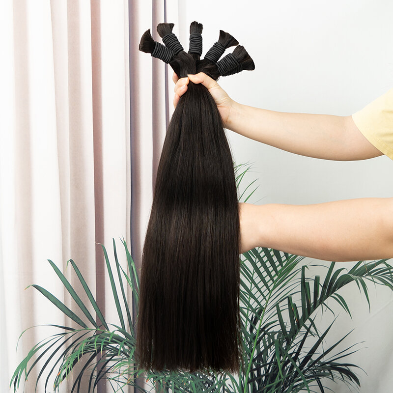 100% натуральные необработанные человеческие волосы для плетения, 18-30 дюймов