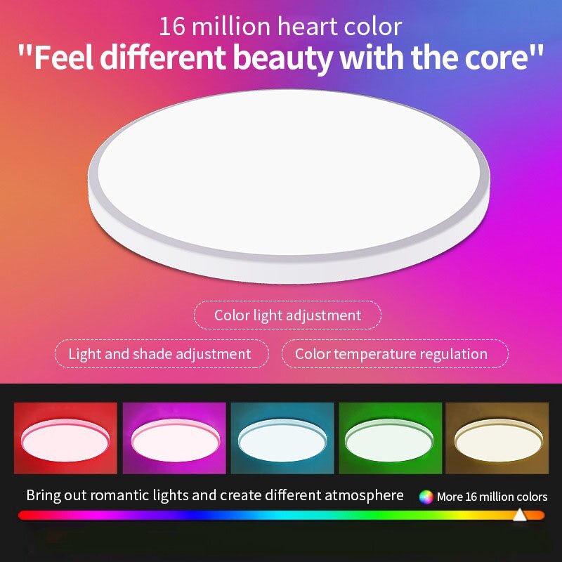 24W RGB Ceiling Light RF Remote Dimming Color Living Room Bedroom Lamps Led indoor Decoration Atmosphere Light household