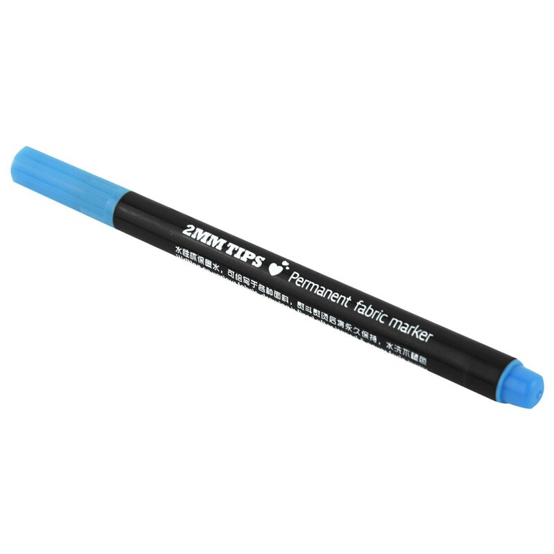 2 X Fabric Marker Pens Permanent Colors For DIY Textile Clothes T-Shirt Shoes, Black & Blue