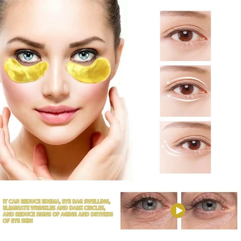 24 Karat Gold Kollagen Augenklappen Anti-Aging Kristall Kollagen Augen maske Patches Anti Puffiness 60 stücke feuchtigkeit spendende Augen maske Patches