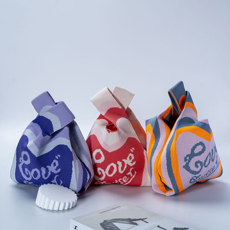 Bolso de mano de punto grande hecho a mano para mujer, bolsa de muñeca femenina, diseño de nicho informal, bolso de compras reutilizable para estudiantes