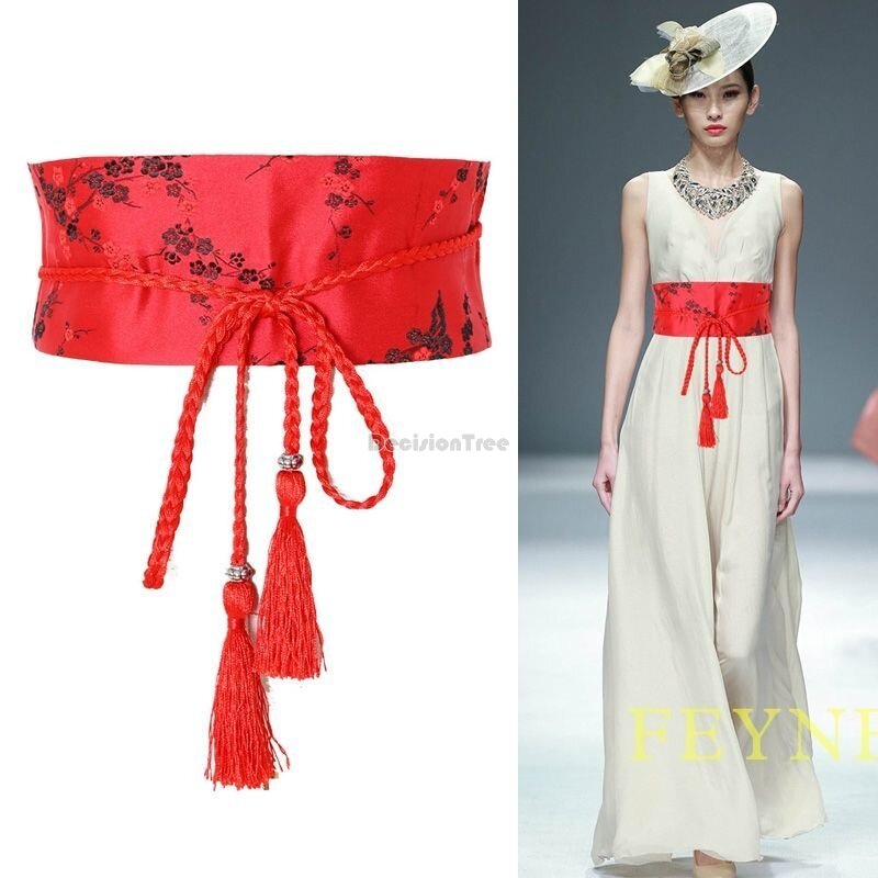 2024 chinese style embroidery hanfu tassel belt female fashion elegant daily dress decoration improved japan kimono belt w733