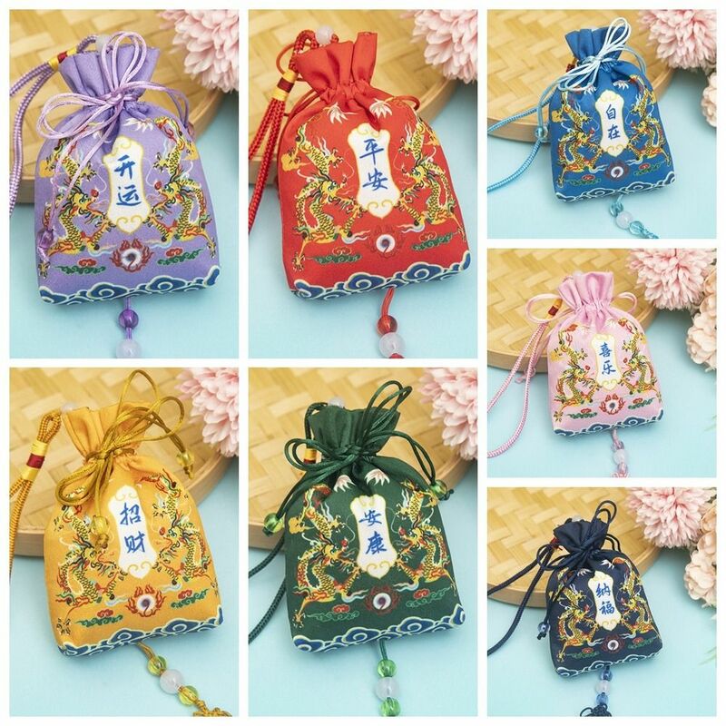 Dragon Year Lucky Bag bustina stampa in stile cinese nappa piccola custodia per gioielli
